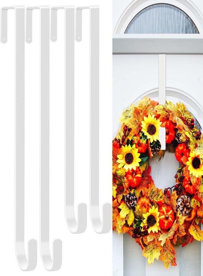 Dapute 4 Pack 12" &15" Wreath Hangers for Front Door, Over The Door Wreath Hanger Halloween Decorations Wreath Hook for Hanging Christmas Easter Fall Decoration, Welcome Sign Holder (White) - Image 1